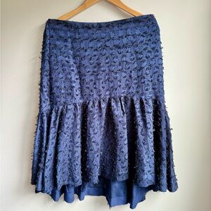 Maeve Skirts | Anthropologie Maeve Navy Blue Miranda Textured Midi Skirt size L
